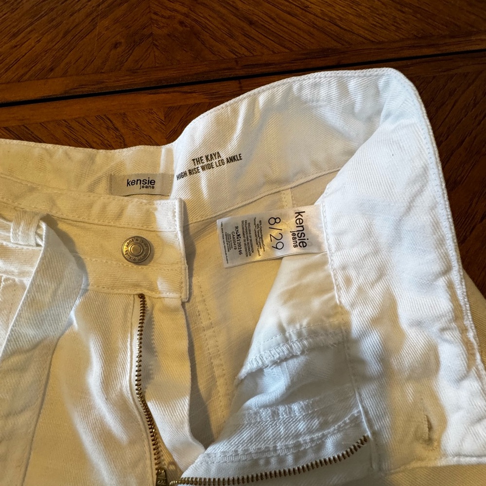 Kensie Crisp Wide Leg White Denim Pants - Picture 3 of 3